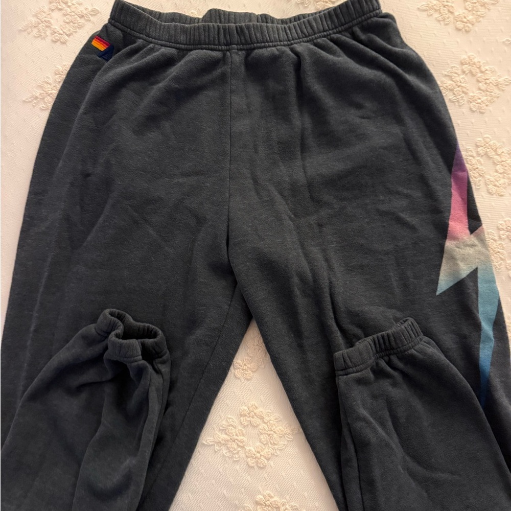 Aviator Nation Charcoal Joggers with Colorful Lightning Bolt